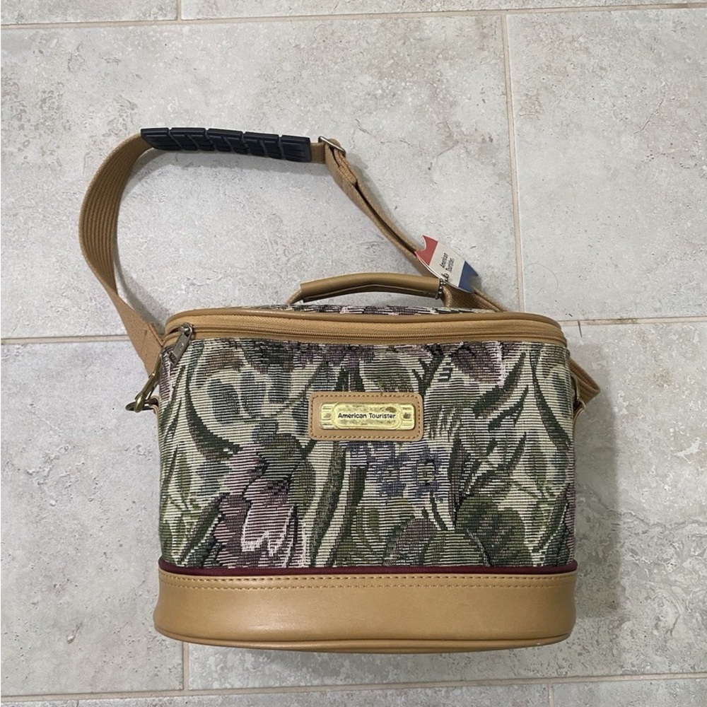 American Tourister Floral Tan Make Up Bag